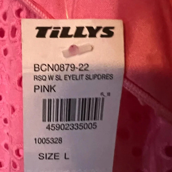 NWT RSQ Pink Cotton Eyelet Slip Mini Dress Barbie Size Large - Picture 10 of 10